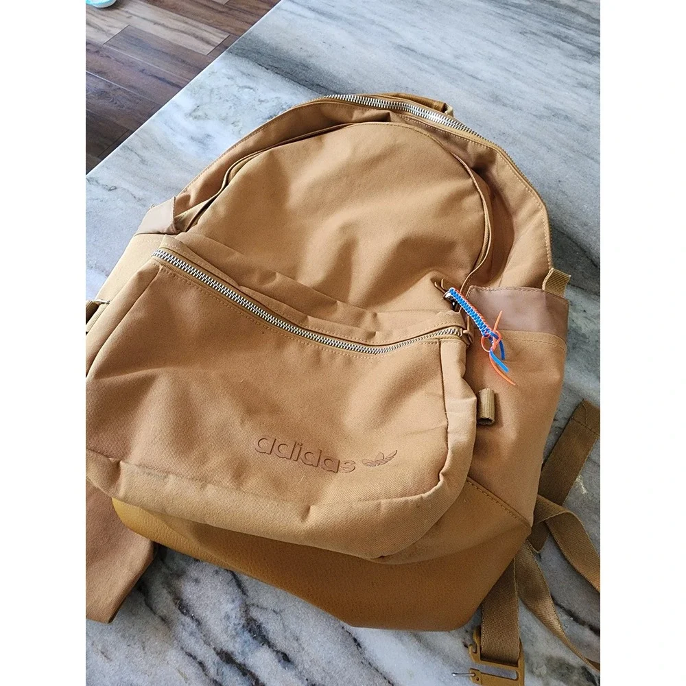 Adidas Originals ModernTrefoil Backpack Tan Canvas Gorpcore Utility Rucksack Bag